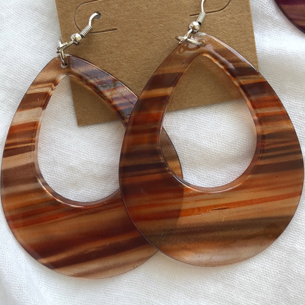 Wood-Look Acrylic Earrings 2/$8